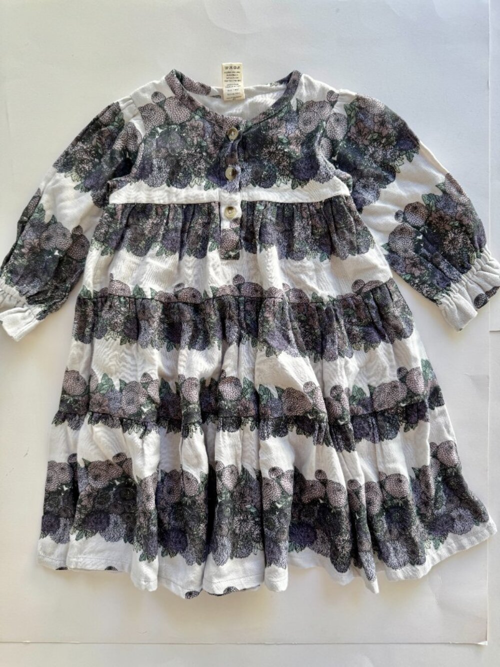 Kate Quinn Organic Gauze Tiered Floral Long Sleeve Dress 18-24M